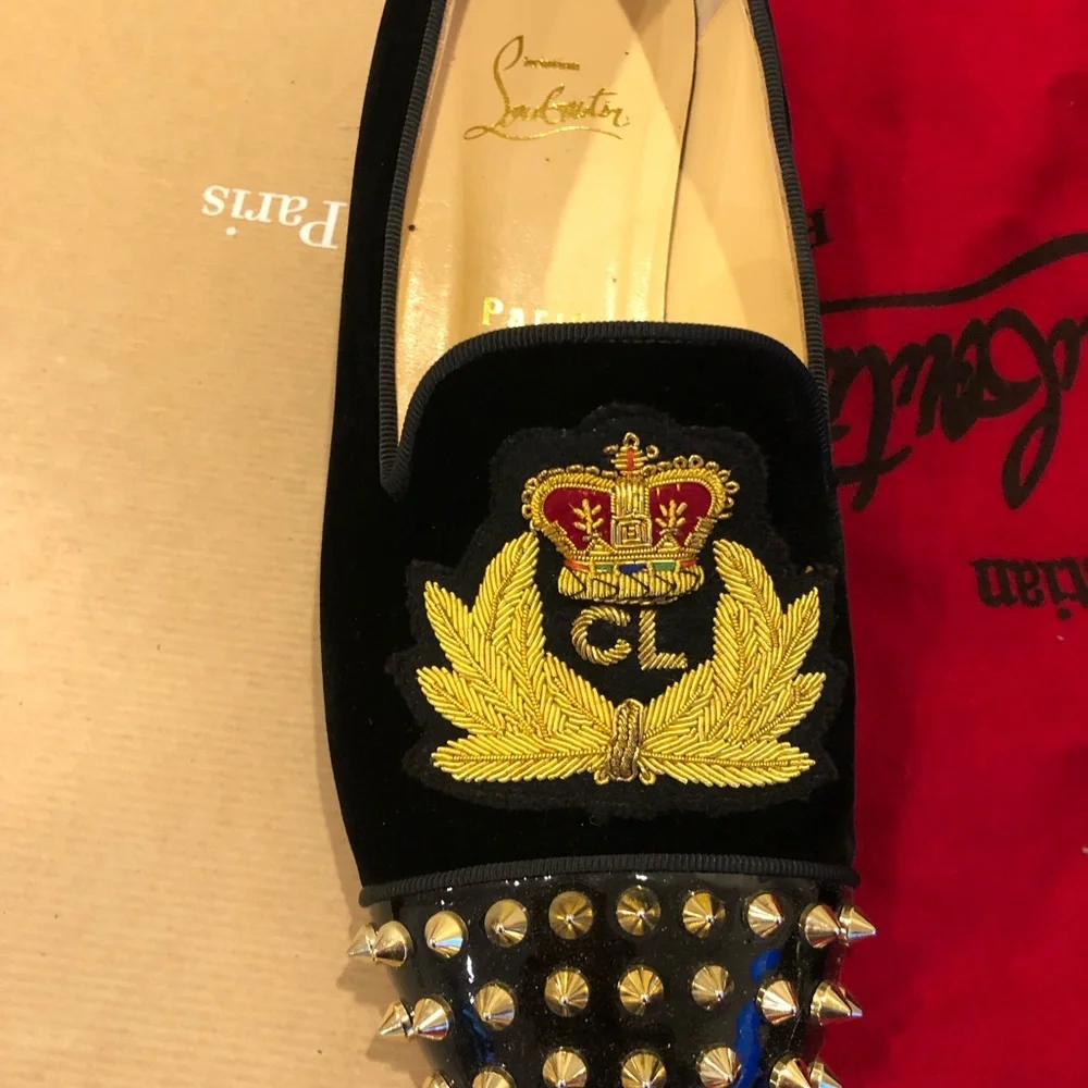 Christian Louboutin gold spikes beatiful loafers good pre own condition 39 - Picture 5 of 15